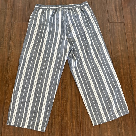 Joe Fresh Gray and White Striped Cropped Pants Linen/Cotton Blend Size L - Picture 3 of 6